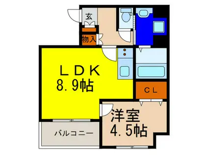 B♭ KAWANISHI(1LDK/4階)の間取り写真