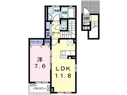 プエルタIII(1LDK/2階)の間取り写真