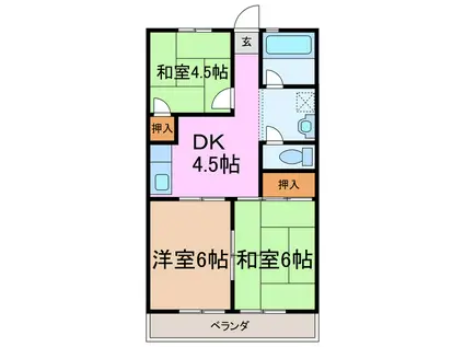 コーポラス美弘苑(3DK/2階)の間取り写真