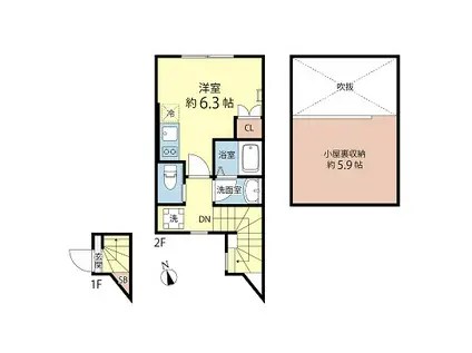 アノンテラス大森(1K/2階)の間取り写真