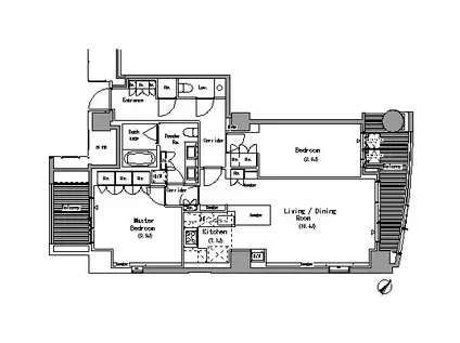 赤坂 ザ レジデンス(2LDK/10階)の間取り写真
