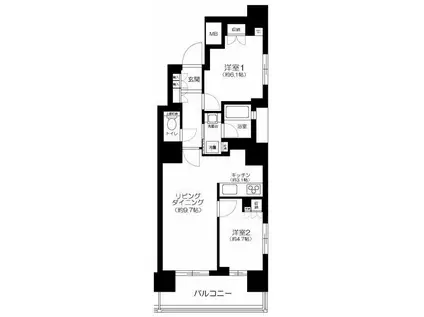 ローレルアイ千代田淡路町(2LDK/3階)の間取り写真