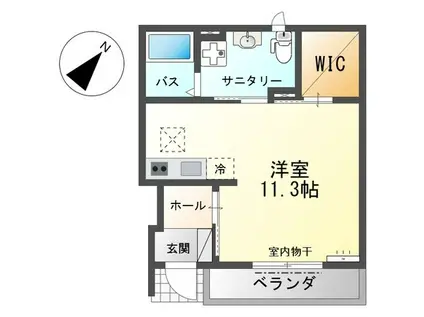 レジーナガーデン 1R(ワンルーム/1階)の間取り写真