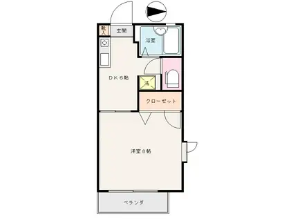 ファミーユハイツしお野A棟(1DK/1階)の間取り写真