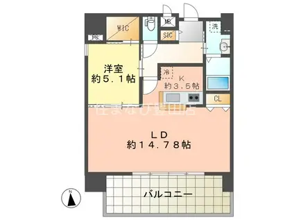 豊田駅前ビル(1LDK/11階)の間取り写真