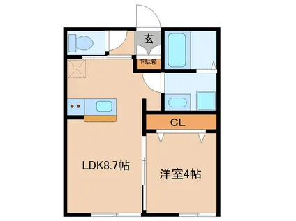パーチェ成田(1LDK/1階)の間取り写真