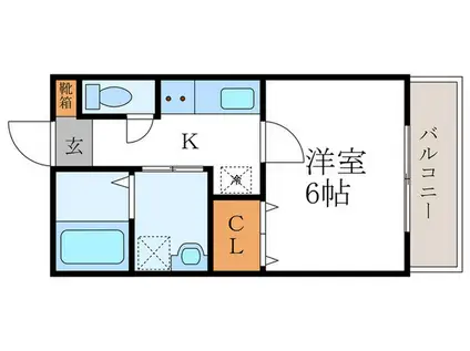 Uーハイツ(1K/1階)の間取り写真