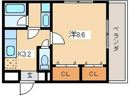 モン シャトー(1K/1階)の間取り写真