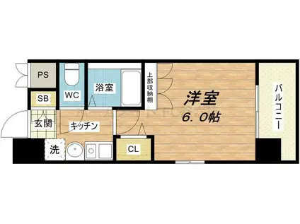 ラナップスクエア上本町(1K/6階)の間取り写真
