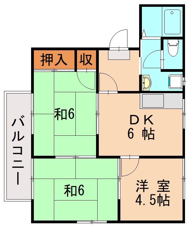 フレグランス香椎参道(3DK/2階)の間取り写真