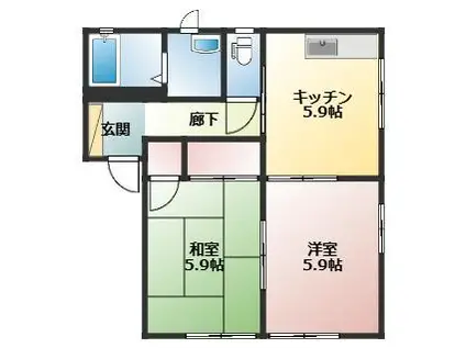 フォーレス A棟(2K/1階)の間取り写真