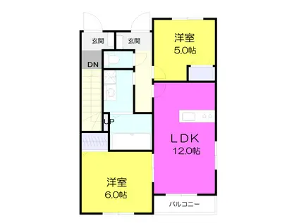 コンフォート利府(2LDK/1階)の間取り写真
