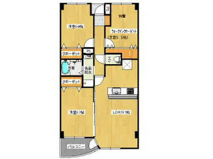 シャローム富士見(3LDK/10階)の間取り写真