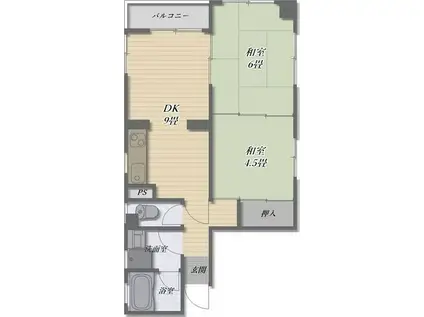 YHS堀田(2DK/4階)の間取り写真