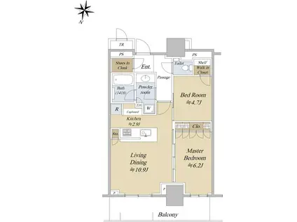 パークタワー西新宿(2LDK/21階)の間取り写真