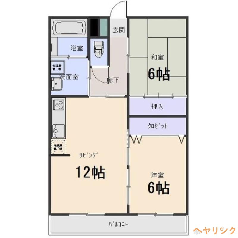 赤城マンション(2LDK/4階)の間取り写真