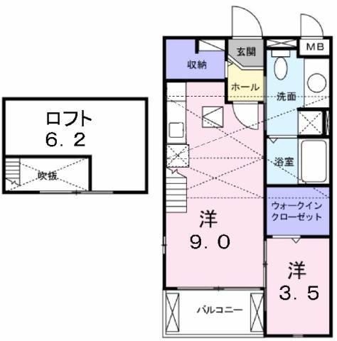 グラン・ブルー(ワンルーム/2階)の間取り写真
