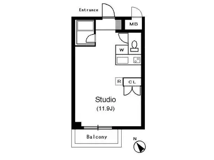 菱和パレス大森山王(ワンルーム/1階)の間取り写真