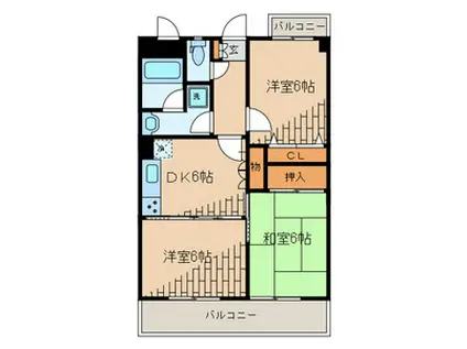 メゾン寿(3DK/2階)の間取り写真