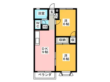 グリーンパークA(2DK/1階)の間取り写真