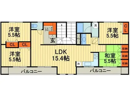 コリノ大宮公園(3SLDK/3階)の間取り写真