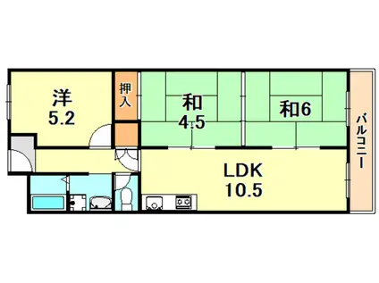 白川台セントラルマンション(3LDK/4階)の間取り写真