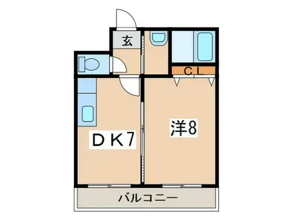ハイフィールド88(1DK/5階)の間取り写真