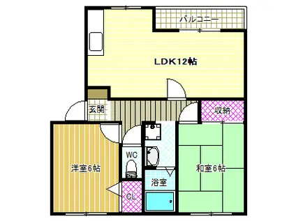 コートグランメールB棟(2LDK/2階)の間取り写真