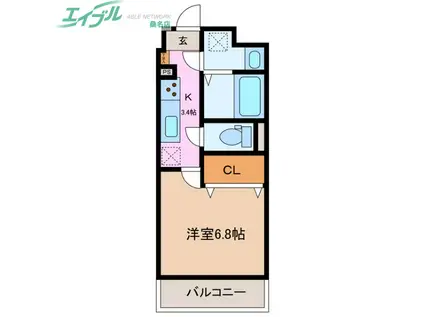 セレッソ川越(1K/2階)の間取り写真