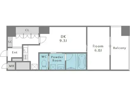 リーガル四ツ橋立売堀II(1DK/7階)の間取り写真