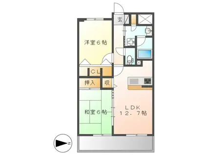 LA DOUCEUR山王(2LDK/11階)の間取り写真