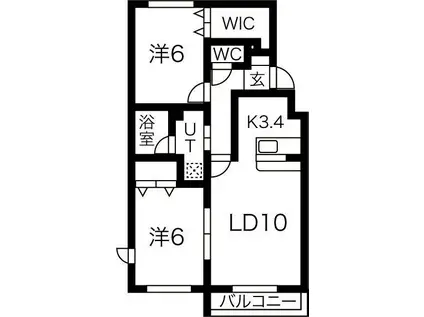 コアン・アンソレイエ(2LDK/3階)の間取り写真