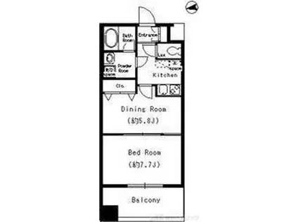 レフィーナカルム江坂(1DK/6階)の間取り写真