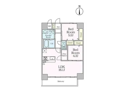 ハイドランジア東別院(2LDK/4階)の間取り写真