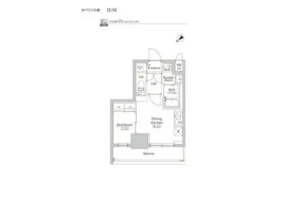 カパリリ小岩(1DK/8階)の間取り写真