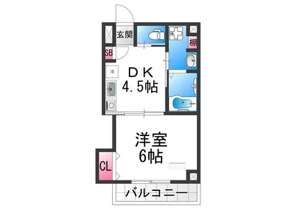 ロイヤルガーデン堺(1DK/4階)の間取り写真