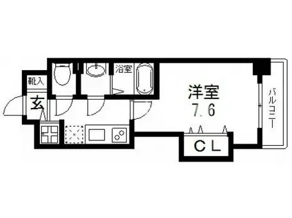 LUXE玉造II(1K/6階)の間取り写真