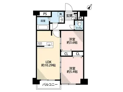 ライオンズマンション駒込第2(2LDK/8階)の間取り写真