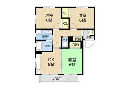 サンライズ辻の台(3DK/1階)の間取り写真