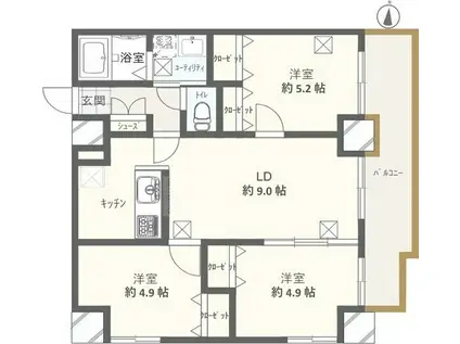 BLOCK HILLS(3LDK/8階)の間取り写真