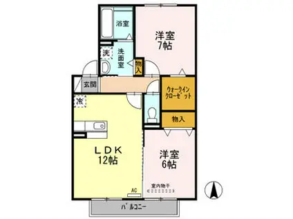 ラ・ポルト A棟(2LDK/2階)の間取り写真
