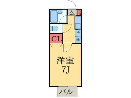 オーパス西千葉(1K/1階)の間取り写真