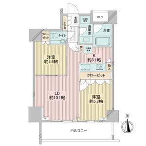 プラウドタワー覚王山(2LDK/14階)の間取り写真
