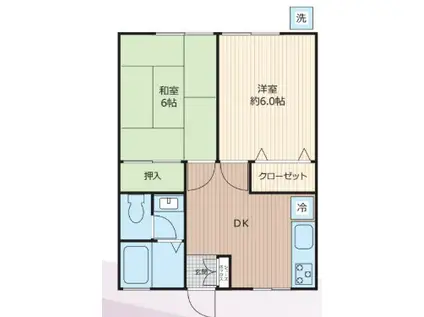 第2カワマコーポ(2DK/2階)の間取り写真