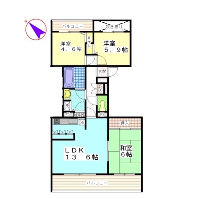 ハイツ東戸塚2 B棟(3LDK/2階)の間取り写真