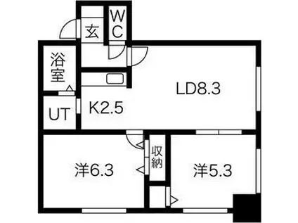 K-MS(2LDK/11階)の間取り写真