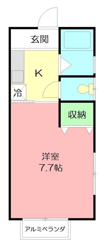 小田急小田原線 東海大学前駅 徒歩8分 2階建 築26年(1K/2階)の間取り写真