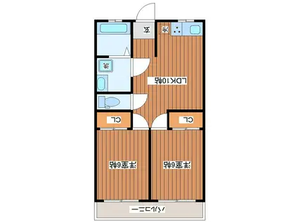 ロイヤルハイツ 橿原(2LDK/2階)の間取り写真