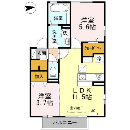 シュトラール(2LDK/1階)の間取り写真