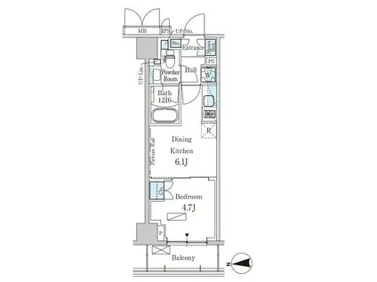 パークアクシス新宿西落合(1DK/6階)の間取り写真